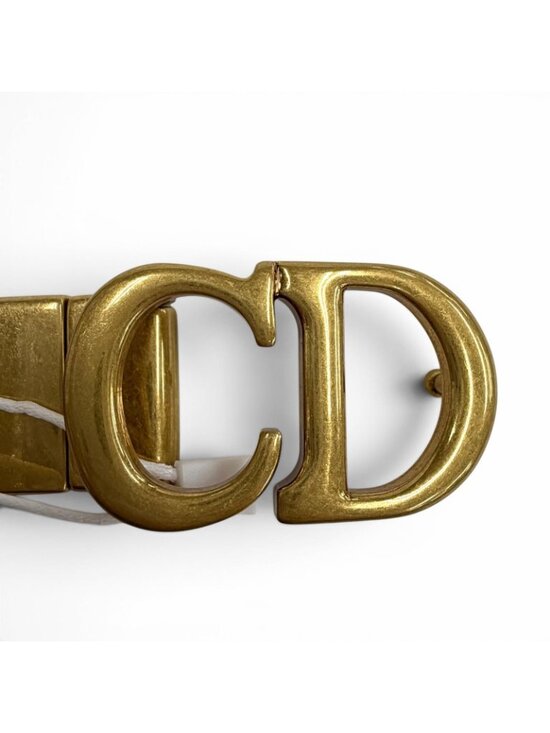 Dior Reversible CD Logo Buckle Leather Belt Black White Gold 85 main image 5